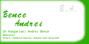 bence andrei business card